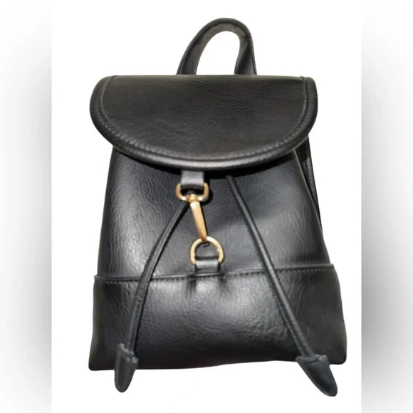 Black Backpack Purse Small Vegan Leather #D - Picture 2 of 5